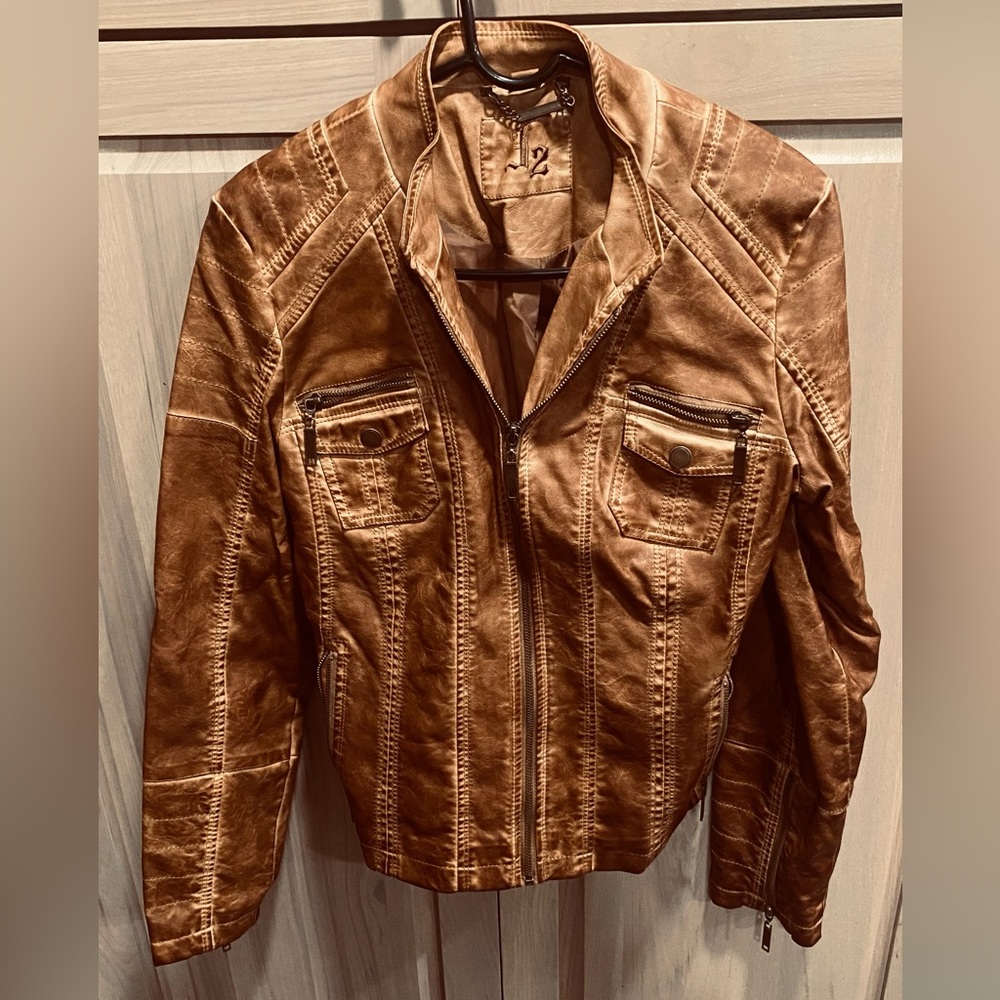 Distressed faux leather Jacket barely worn